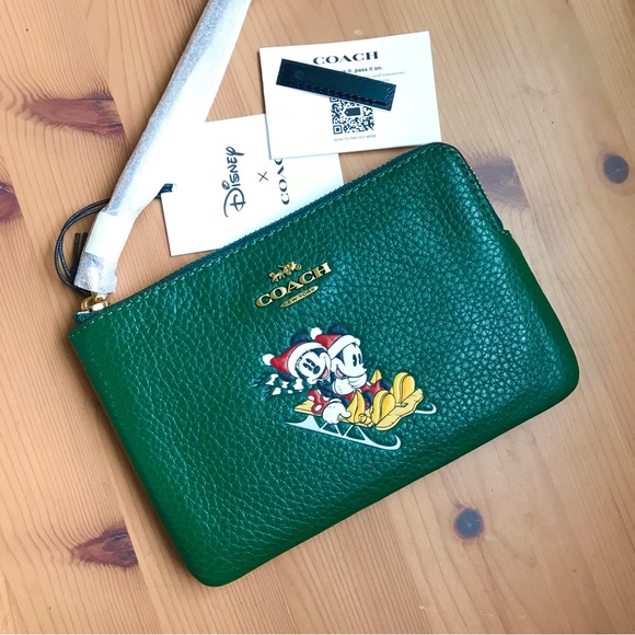 🐭 Disney X Coach Corner Zip Wristlet With Sled Motif - Picture 7 of 13